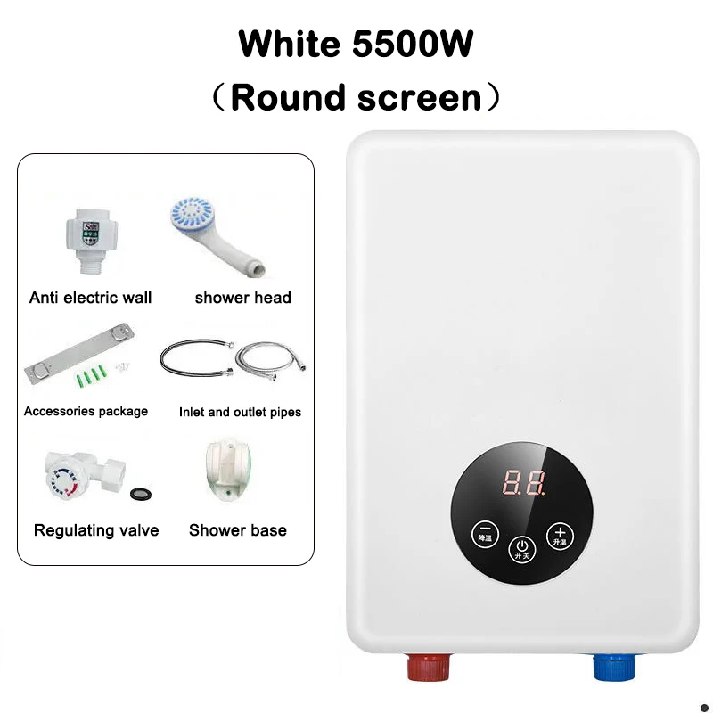 Remote Control 6000W Instant Electric Thermostat Hot Water Heater Smart Touch Fast Heating Faucet Tap Tankless Bathroom Shower