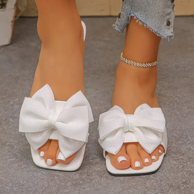 Damen-Flachschuhe, flache, lässige Strandpantoffeln, Sommermode, Schleifen-Sandalen, leichte Outdoor-Schuhe für Damen, Slides für Damen – Detail 9