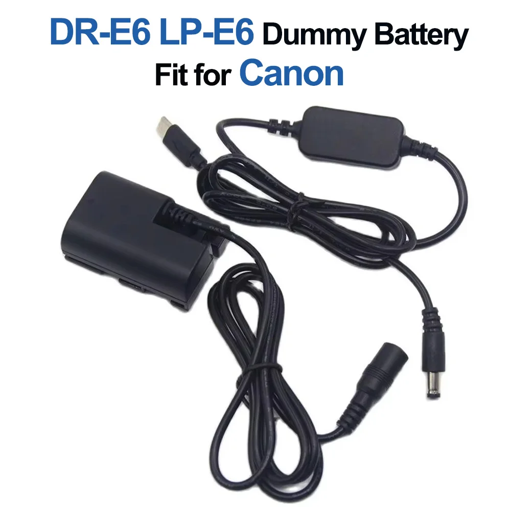 USB Type C to DC Cable DR-E6 DC Coupler LP-E6 LPE6 Dummy Battery Fit for Canon EOS 5D Mark II III EOS-5D2 5D3 6D 7D 60D Camera