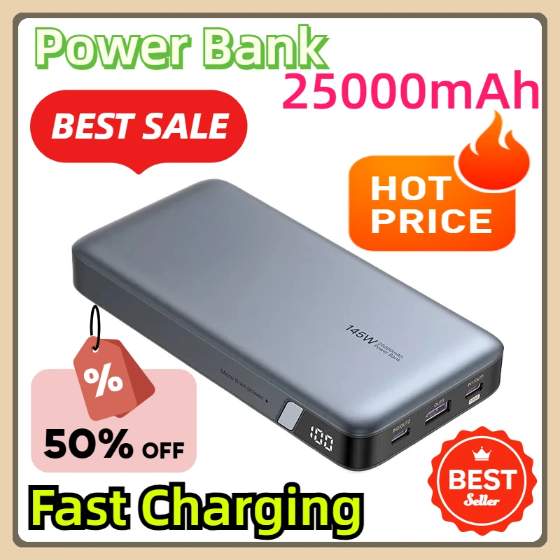 For Laptop Notebook Xiaomi 13 145W Super Fast Charging Power Bank PD 25000mAh Portable Power Bank Fast Charging PowerBank