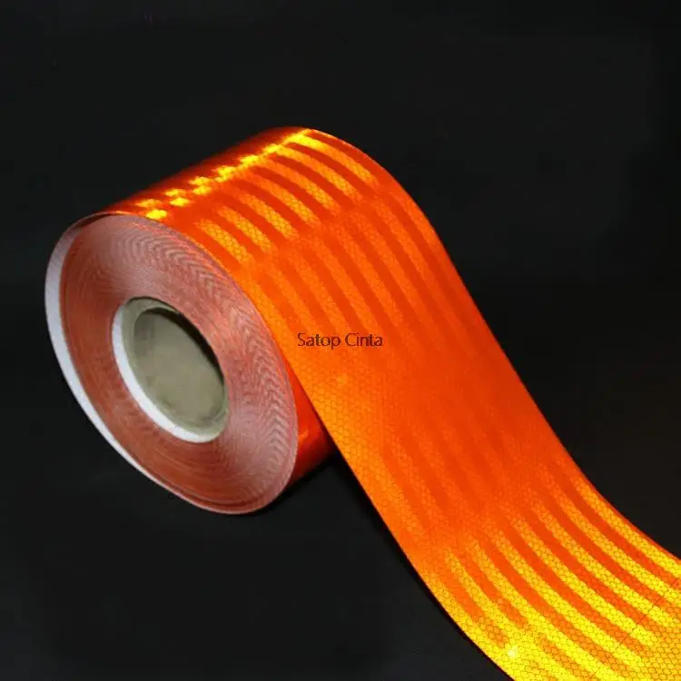 15CM*5M PET Orange Waterproof Reflective Tape Micro-Prisms Trunk Tail Night Safety Warning Adhesive Reflectors Sticker For Trail