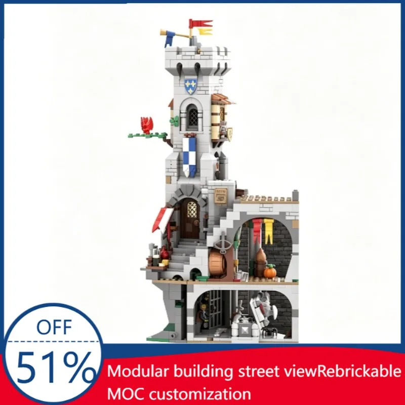 1403PCS The Lion Knights Castle Expansion Medieval Tower Building Blocks Model Custom Puzzle DIY Assembly Educational Toy Gift
