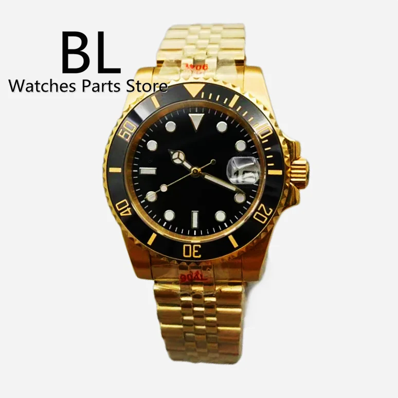 BL 40mm Full Gold Case Men\'s Mechanical Watch Sapphire Glass Jubilee Strap Waterproof Business Watch Men Relogio Masculino