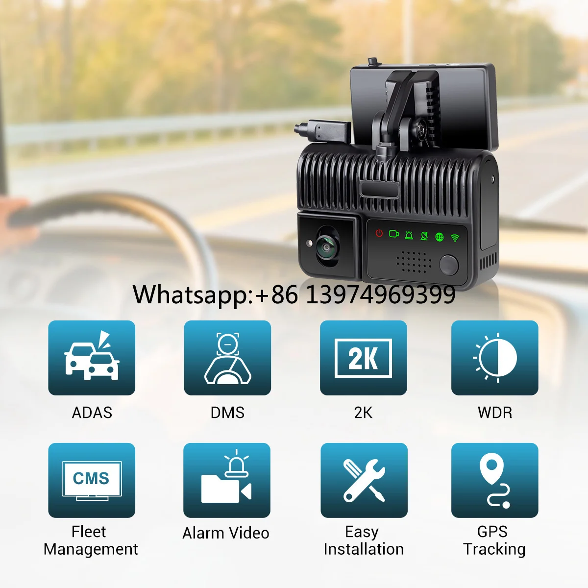2K Dual Lens 4g Dashcam with DMD ADAS Function Video Recording for School Bus Fleet Management