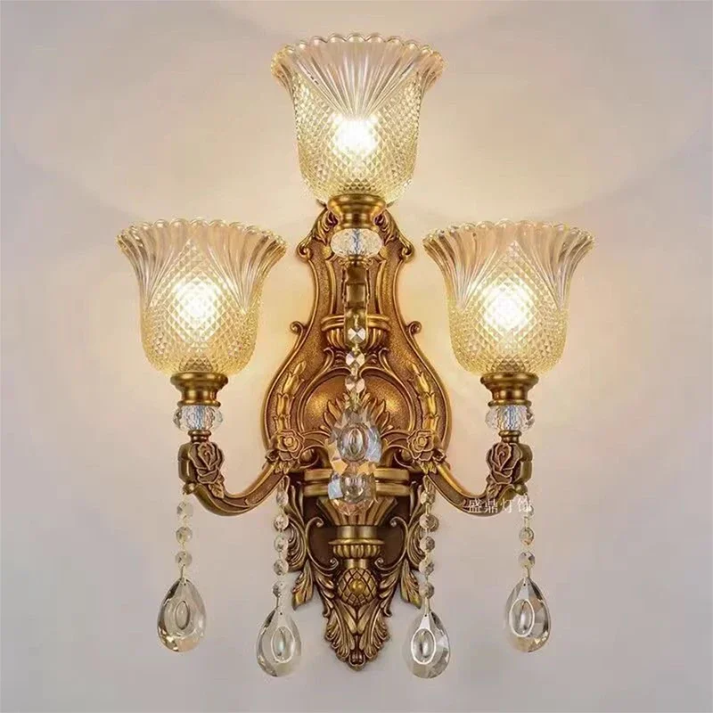 GISELLE European Luxury Crystal Wall Lamp Retro Living Room Bedroom Bedside Lamp Background Wall Corridor Villa Hotel Lighting