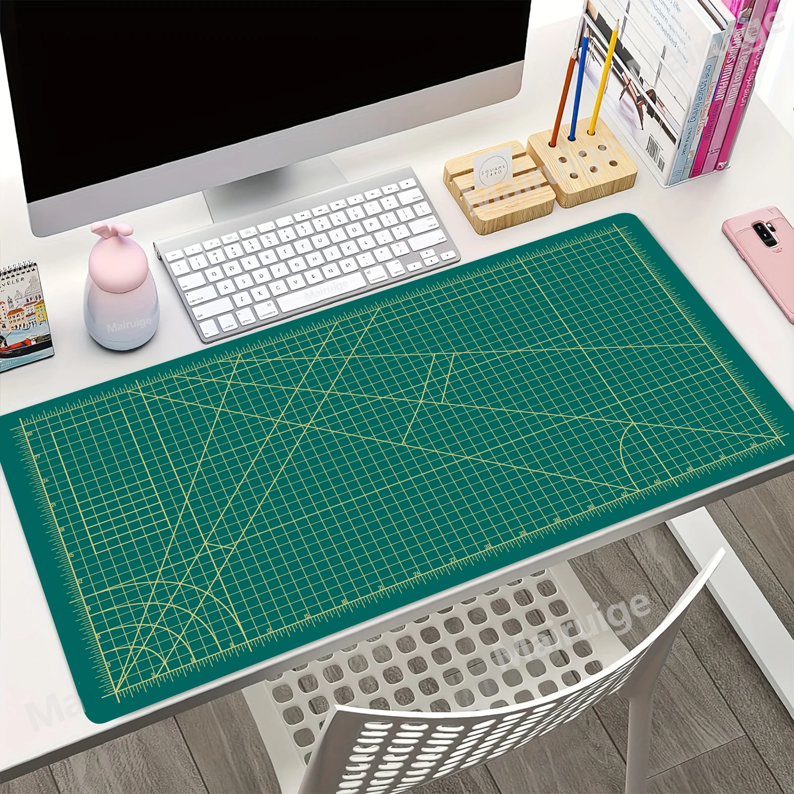 Cutting-Mat-white-on-black Mouse Pad Office Gaming Laptop Deskmat Gamer Keyboard Mouse Mat 24