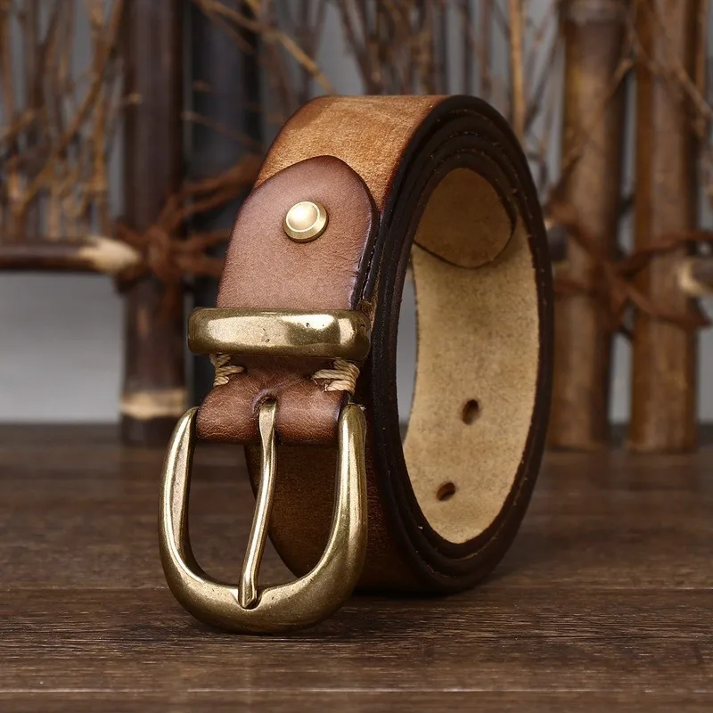 3.3CM wide fashionable belt with leather pin aged and versatile suitable for both men's women's waistbands
