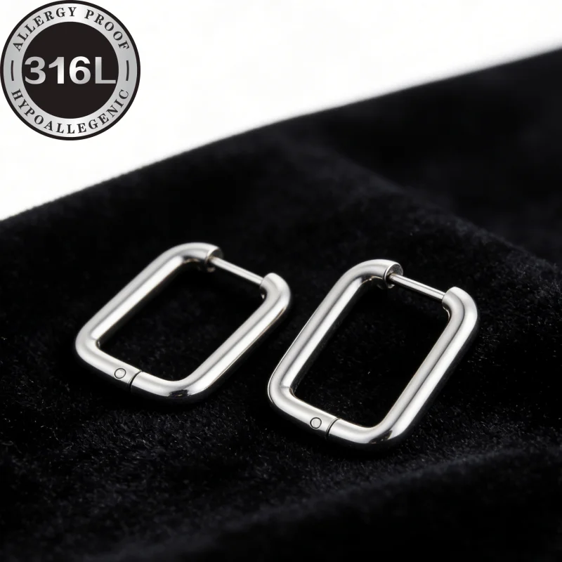 Hypoallergenic stainless steel rectangular earrings, gold and silver two-color optional, anti-fading and non-fading, light