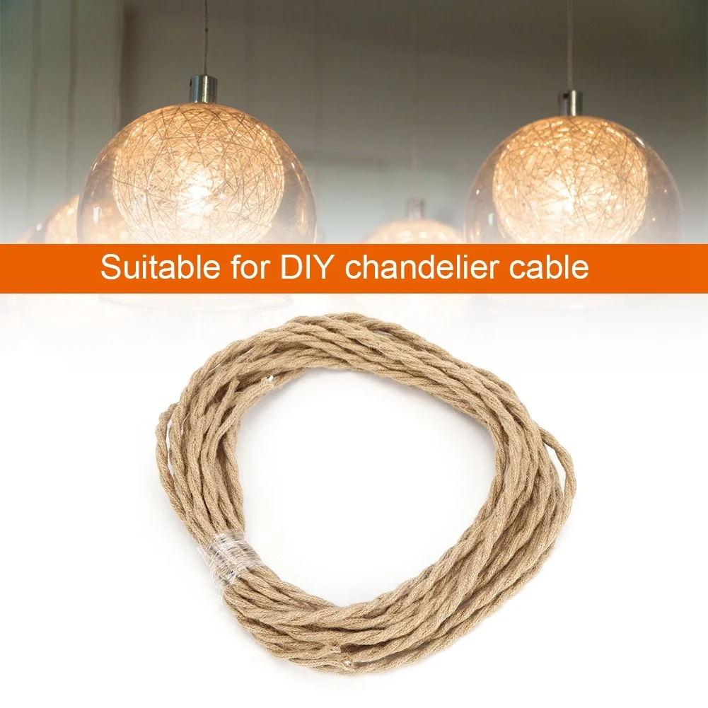 Vintage Hemp Rope Twisted Pair Electrical Wire Cord Cable for Chandelier Light DIY Accessories