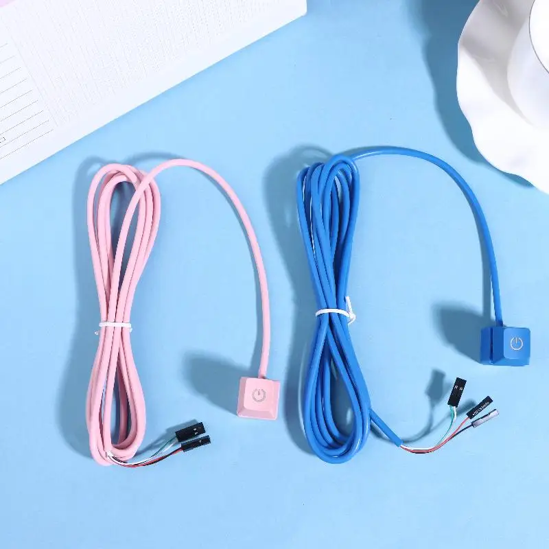 2M Wired External Power On Off Switch Button Extension Cable Motherboard Power External Switch For Desktop Computer Case Mod