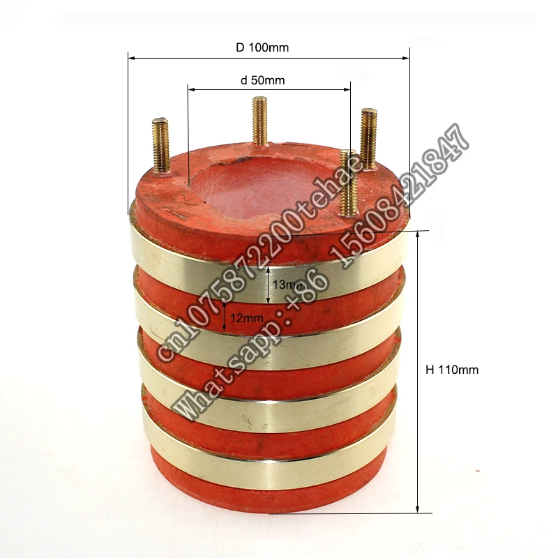 Hole 50mm 4rings Traditional Carbon Brushes Through Bore Slip Ring with Holder