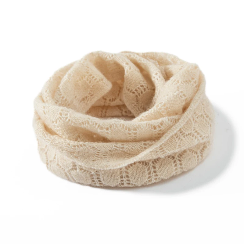 

High quality Women's Pure Cashmere Scarf Solid Color Warm Winter Neckscarf Casual Fashion Ring Design Outdoor Neckerchief