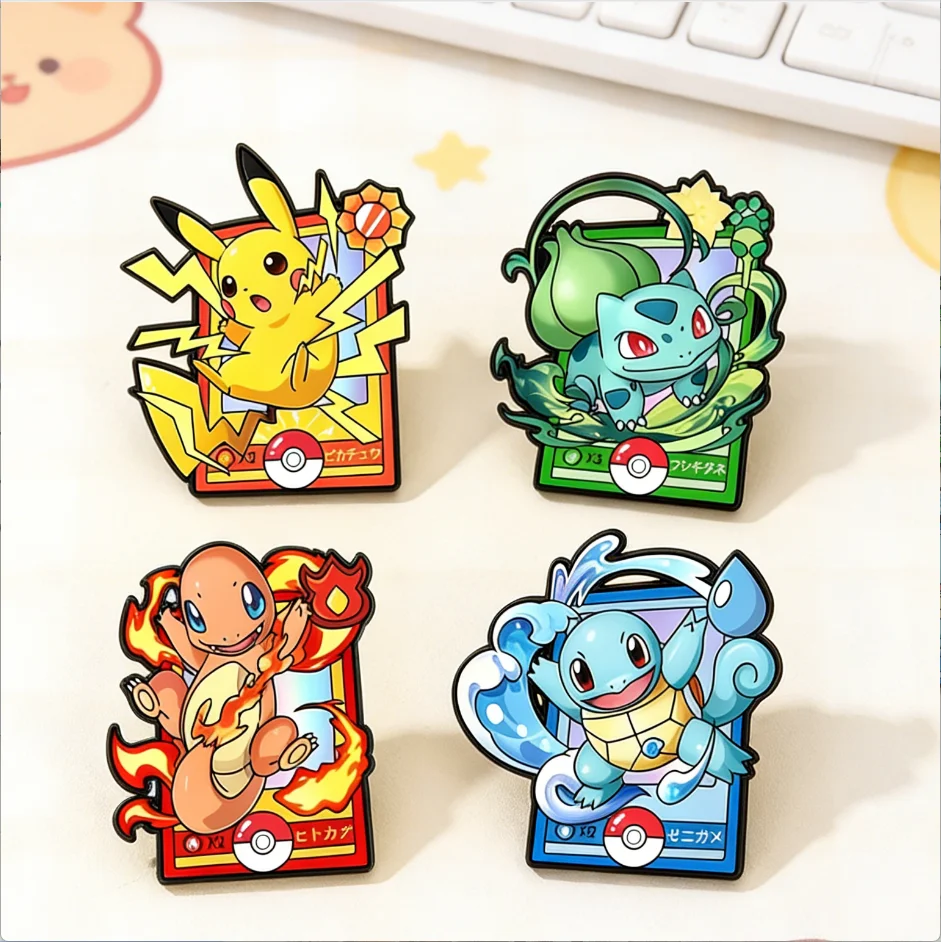 

4 Pcs Anime Pokemon Enamel Pins Pikachu Enamel Brooch Metal Shiny Colorful Badge Backpack Clothing Jewelry Lovely Charms Pendant