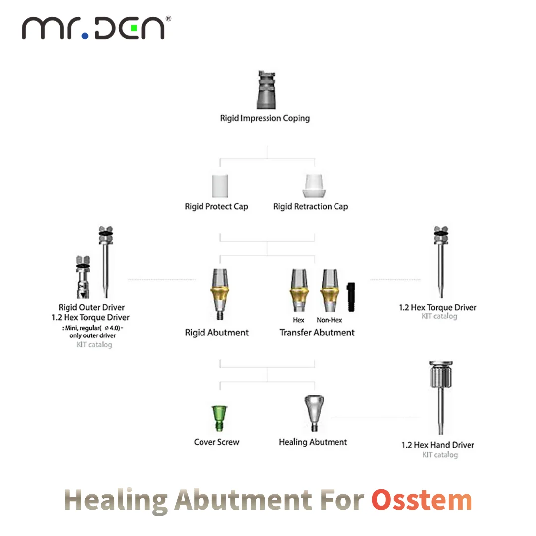 10Pcs Dental Healing Abutments Gingival Shapers For Osstem Titanium Alloy High Brightness Gloss Dental Implant Accessories