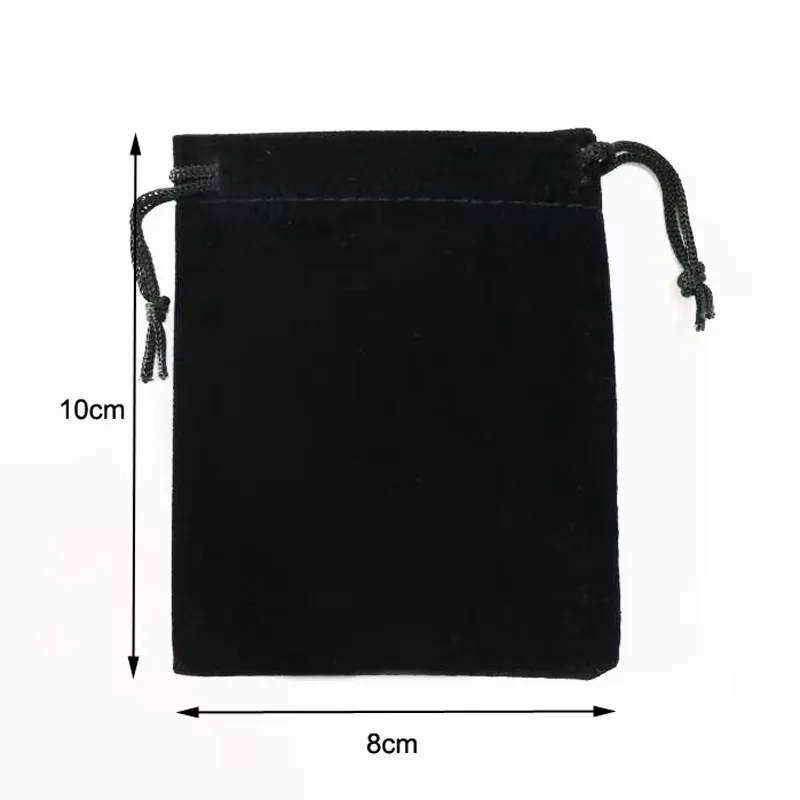 50 Pcs/lot Big Black Velvet Bags Drawstring Gift Pouches For Jewelry Wedding Party Storage Packing Bag Custom Logo Print