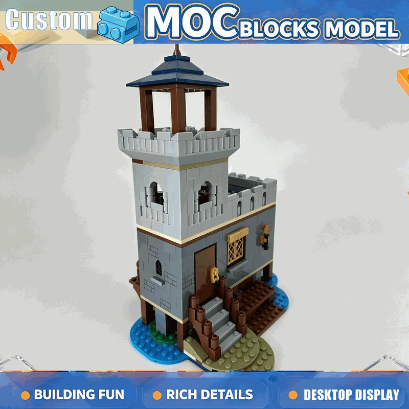 NEW 602PCS Castle Watchtower Building Blocks MOC Model DIY Assembly Toy Medieval Fortress Architecture Educational Creative Gift