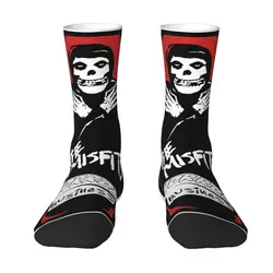 Custom Gothic Cool Punk Misfits Coffin Horror Business Socks for Men Women Stretchy Summer Autumn Winter Heavy Metal Crew Socks