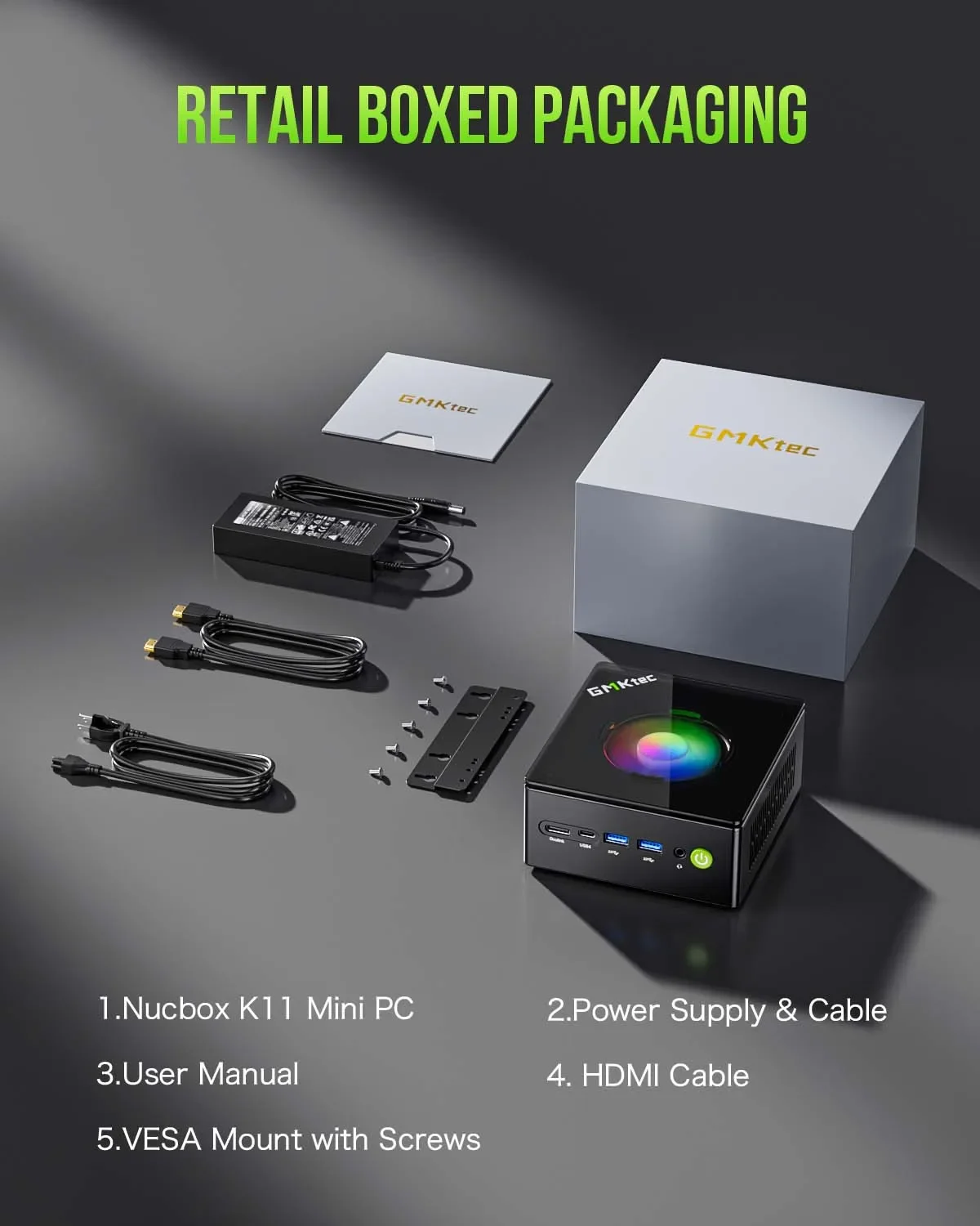 MINI PC GMKtec K11 AMD R9 8945HS DDR5 5600MHz SSD PCIe4.0 Pro Four Screen Display OCulink Desktop Gaming Computer