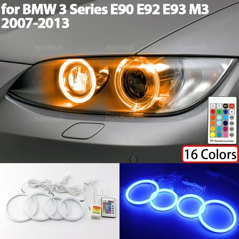 

For BMW 3 Series E90 E92 E93 M3 2007-2013 Accessories 16 Colors RGB Cotton Light LED Angel Eyes Kit Ring Remote Control