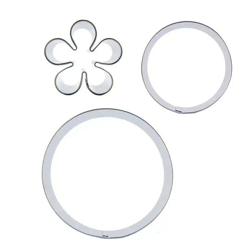 3pcs Plum Blossom 6cm 9cm Circle Stainless steel Cookie cutter biscuit embossing machine Pastry Fudge molds Cake decorating tool