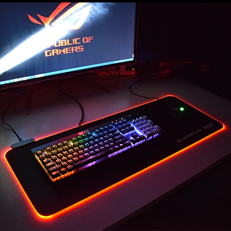 

USB RGB Gaming Mousepad Large Mouse Mat 790*300*4mm Non-slip Rubber Keyboard Pad Computer Laptop Table Pad RGB Mouse Pad