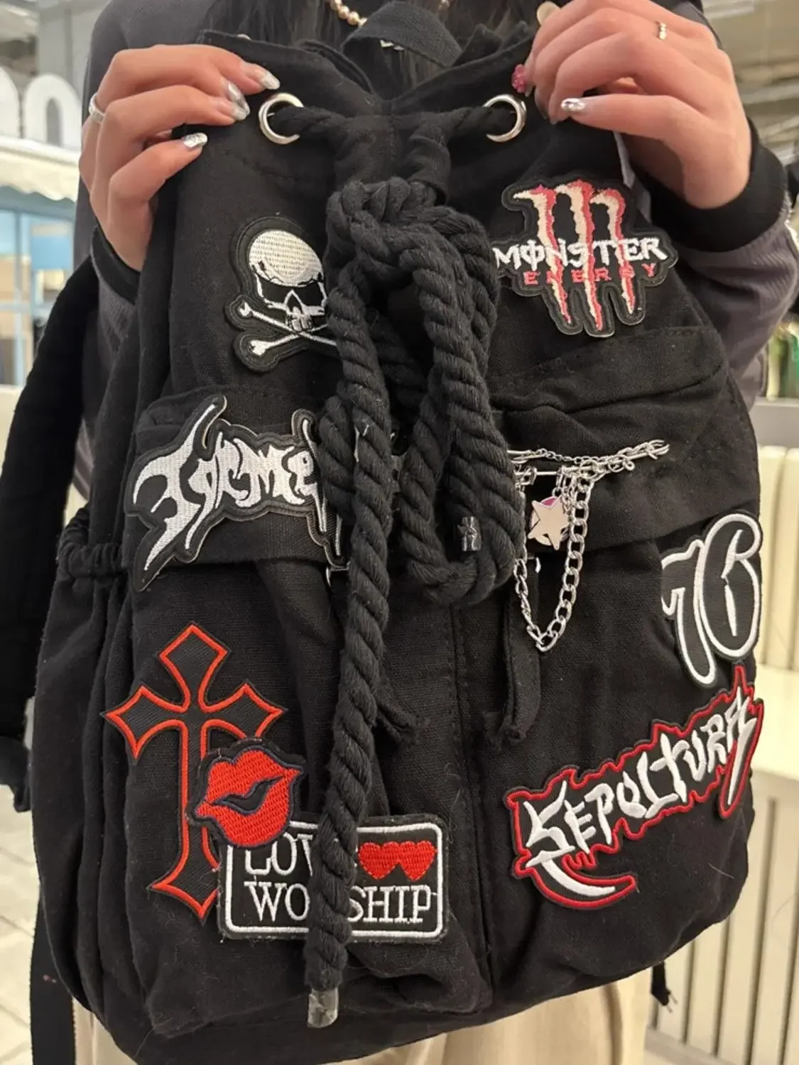 Original Subculture Skull Cross Aesthetic Student Casual School Bag High-capacity Goth Hottie Streetwear Trend Backpack Mochilas