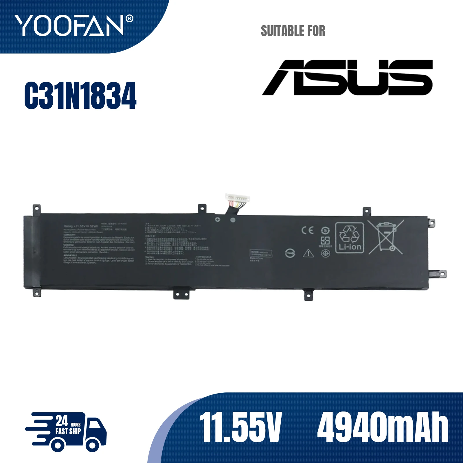 

YOOFAN New C31N1834 Batetry For Asus ProArt StudioBook Pro 17 W700G W700G1T W700G2T W700G3P W700G3T W700GV H700 H700GV