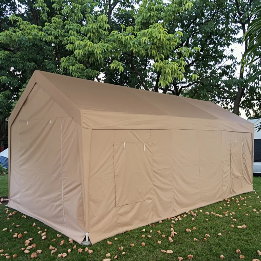 All-Weather 3*6m Vehicle Shelter Heavy Duty Metal Frame Carport Canopy with Removable Polyester Walls & Doorspromote sales