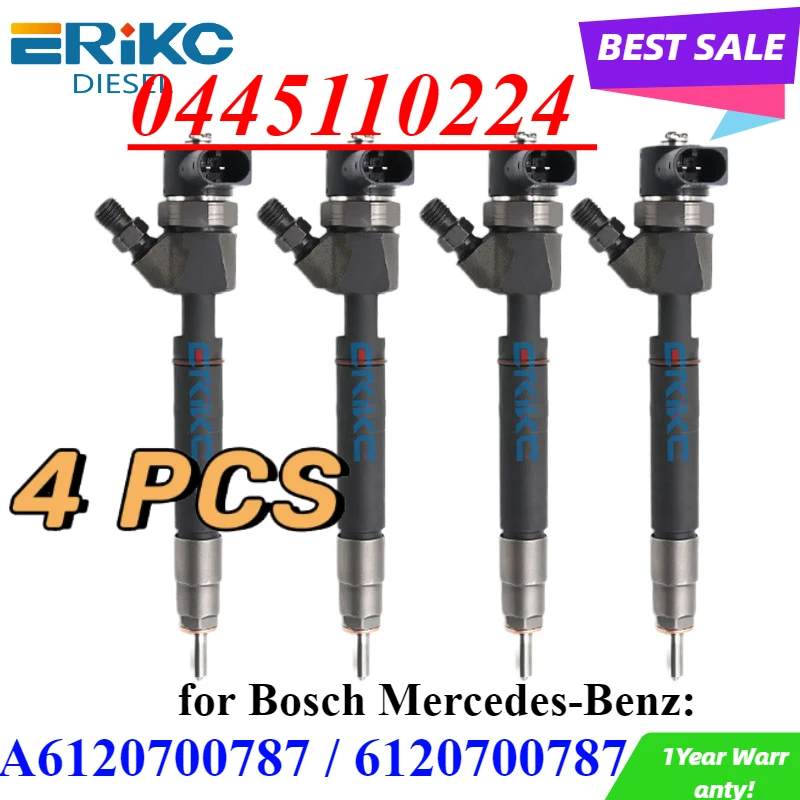 4PCS A6120700787 0445110224 Diesel Common Rail Fuel Injector 0 445 110 224 for Bosch Mercedes-Benz MB 04445110225  A6120700787