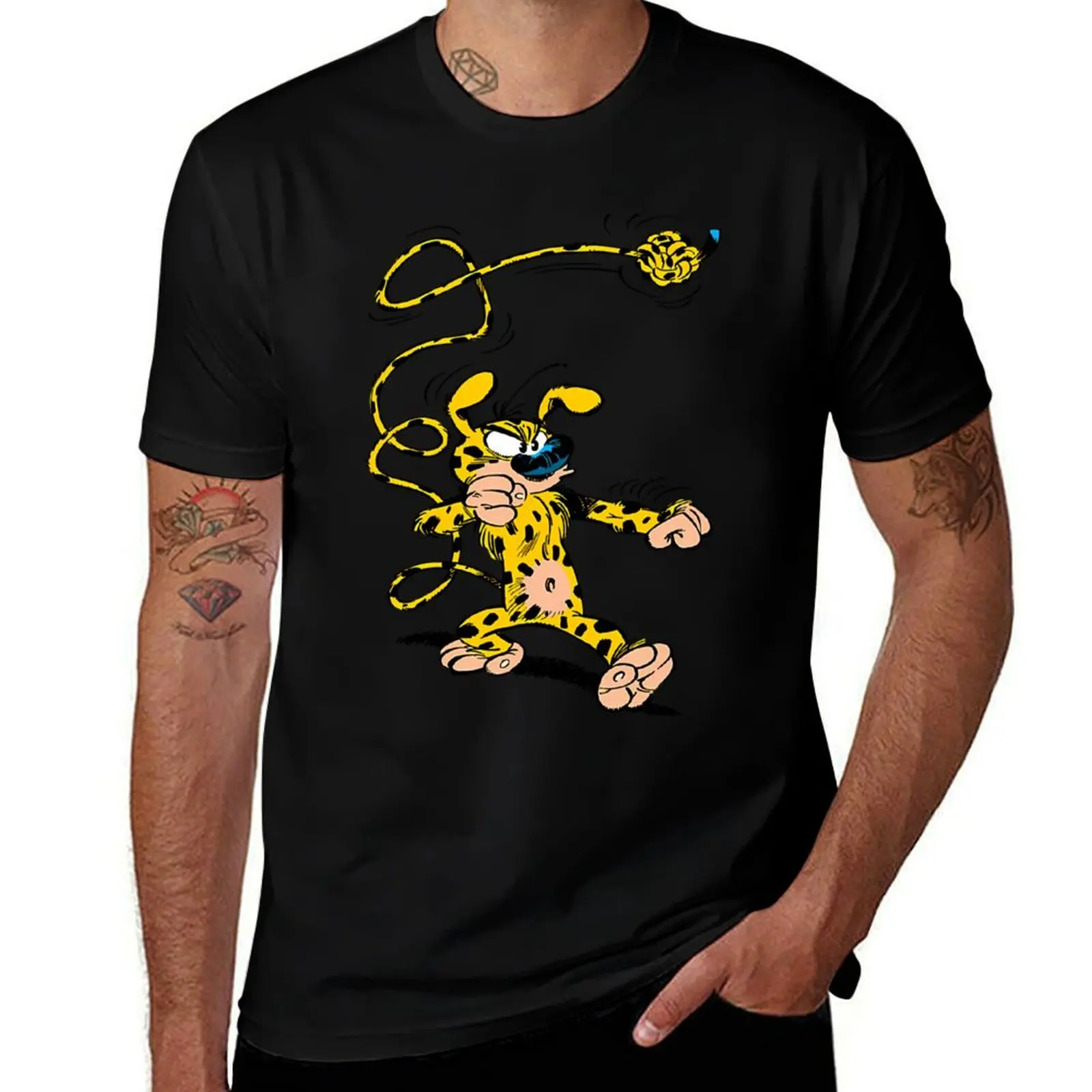 

Marsupilami boxing Gaston Lagaffe Movie Cartoon Color Big Ben T-Shirt man t shirt summer t shirts for man pack cotton T-Shirt