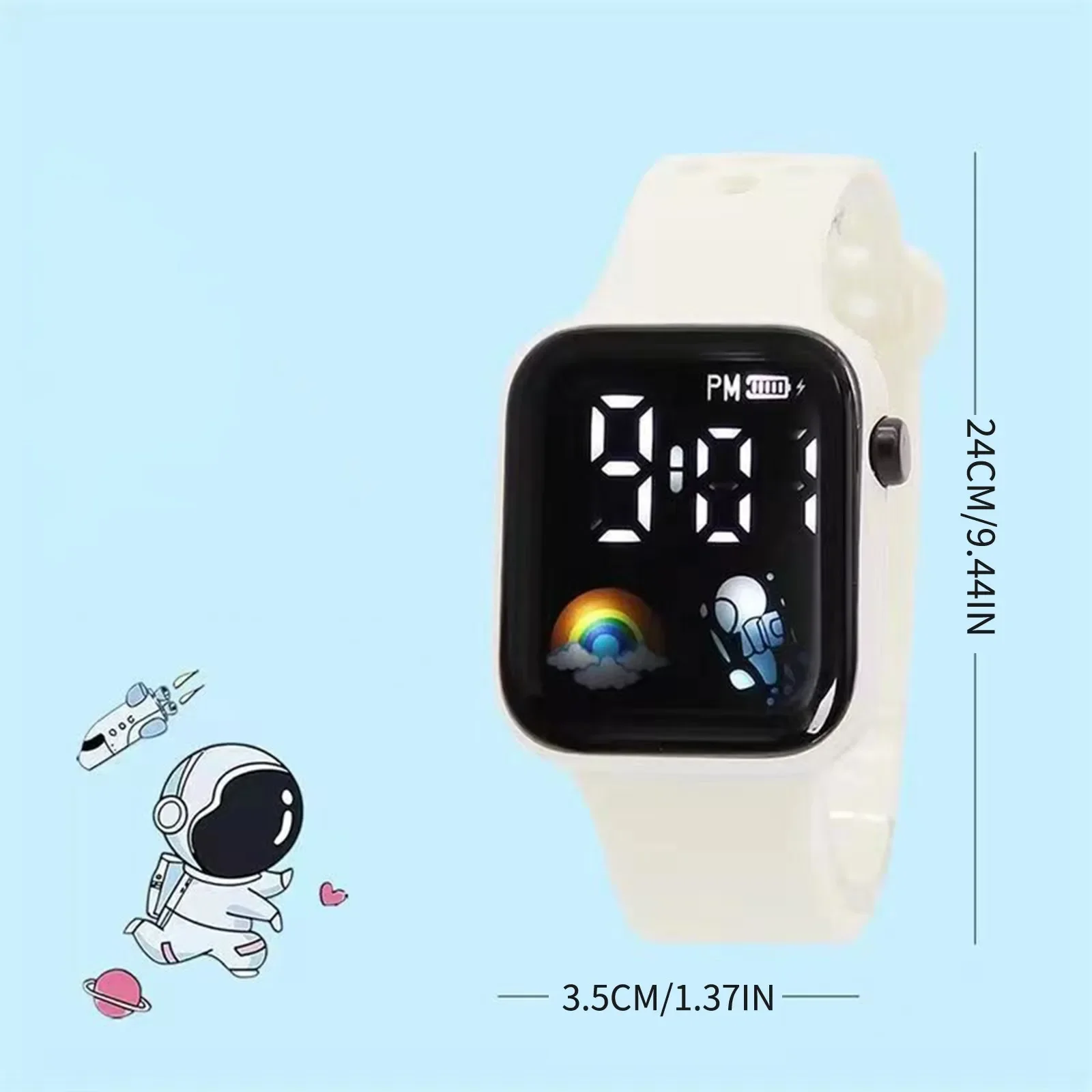 Smart Digital Watches for Children Outdoor Sports Watch Cartoon Spaceman Rainbow Dial Watch Boy Girl Montre Enfant GarçOn