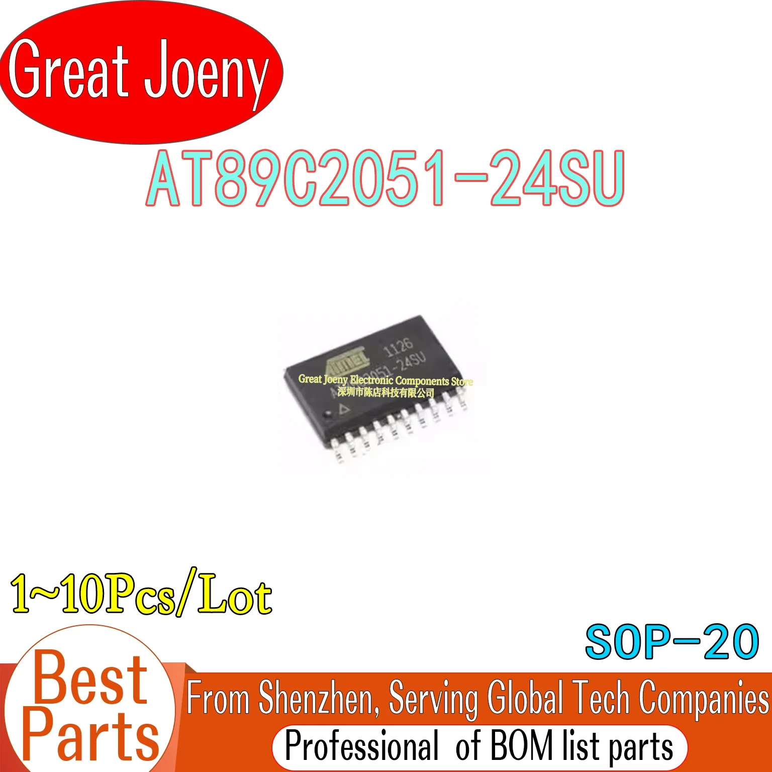 

(1-10 Piece)100% New AT89C2051 AT89C2051-24SU IC MCU Chipset SOP-20