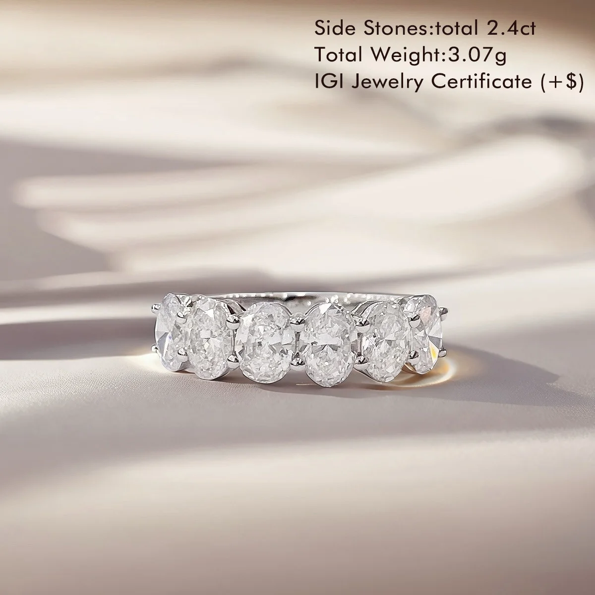 Ready to Ship Total 2.4ct 18K White Gold Five Oval Diamond Ring Classic Lab Diamond Engagement Ring for Women