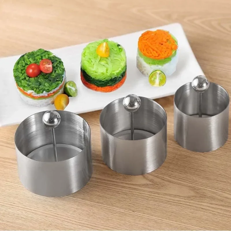 Runde Edelstahl Kuchen Mousse Ring Mit Deckel Kuchen Dekoration Werkzeug Gebäck Kuchen Mousse Form Reis Ball Sushi Maker Küche werkzeug