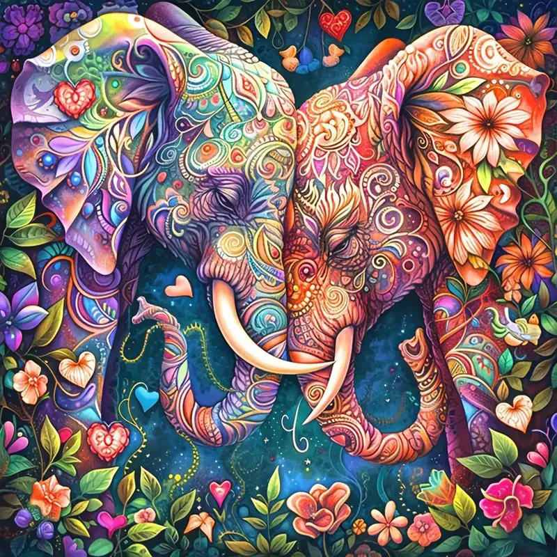 Diamantmalerei Elefant 5D DIY Neuheiten Tiermosaik Komplettset Blume Volle Runde Schlafzimmerdekoration