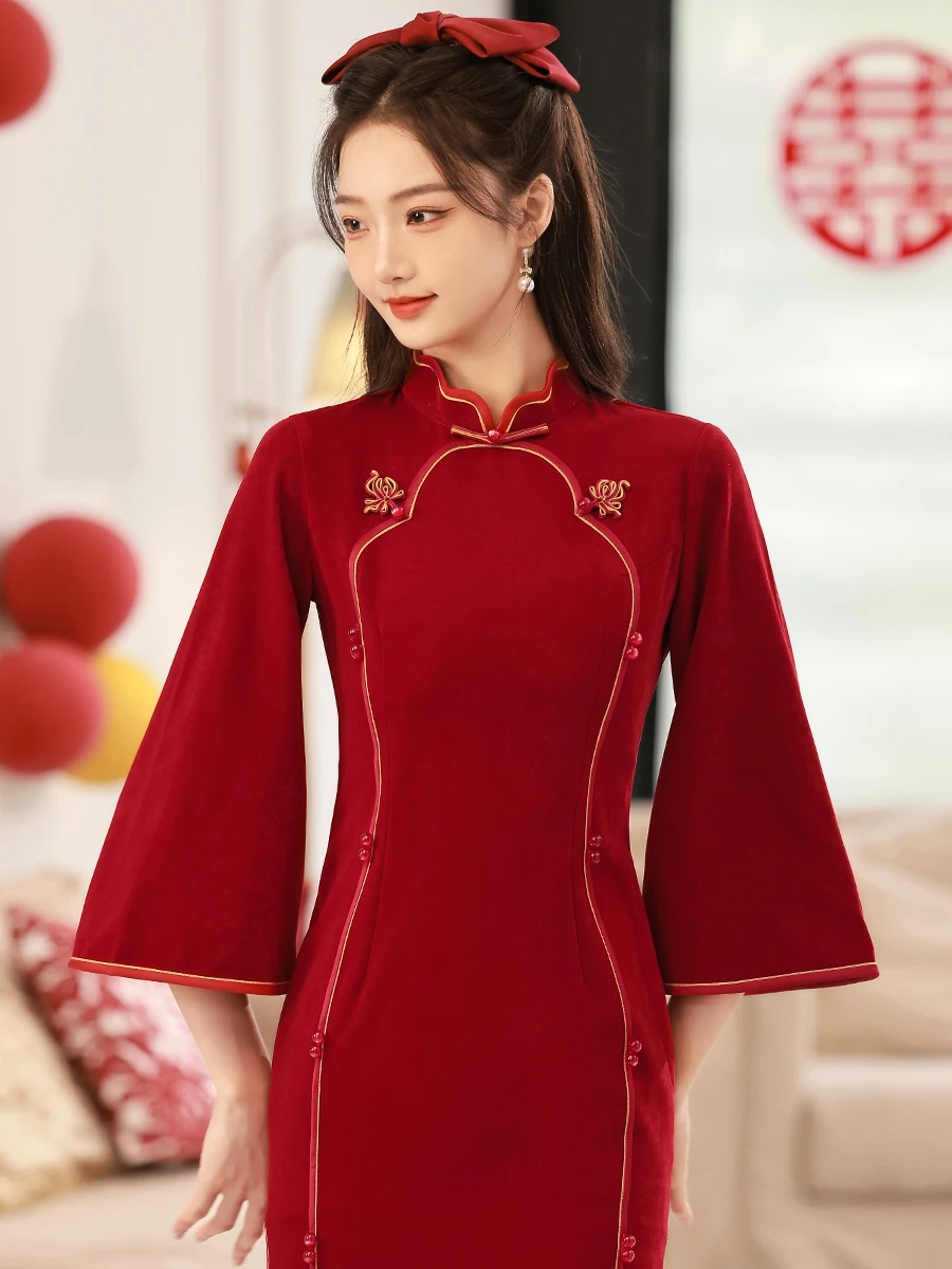 Plum Blossom Dream Dress Toast Cheongsam New Chinese Style for Bride Marriage Engagement High-Grade