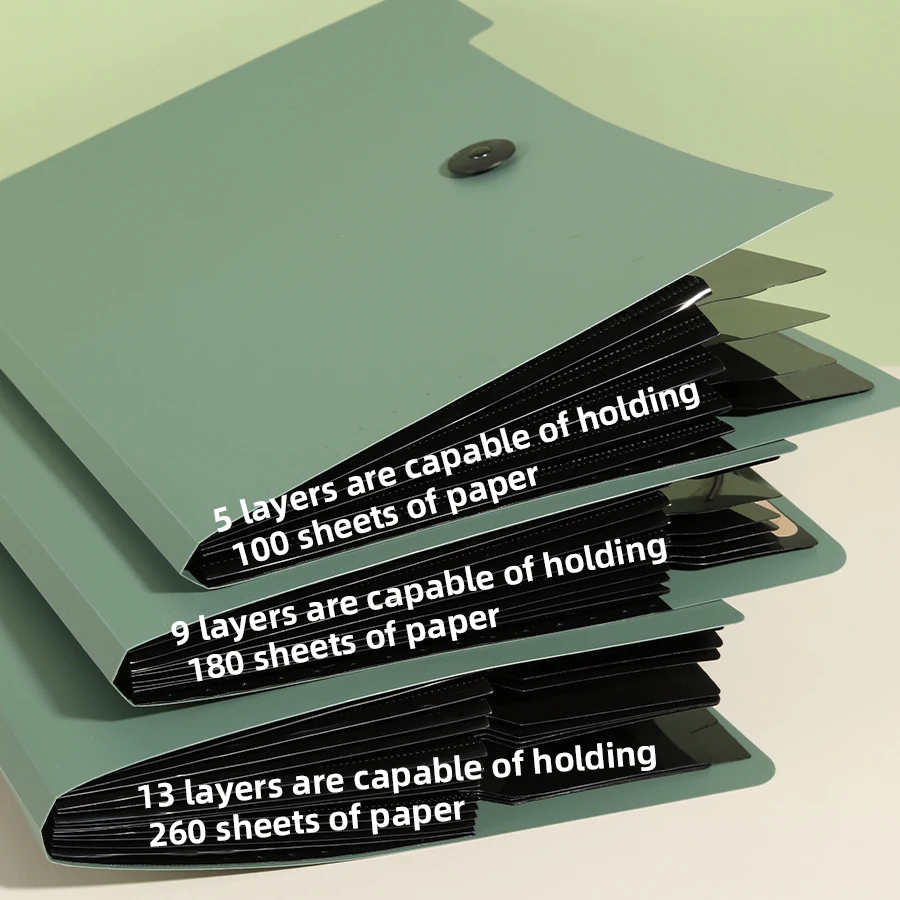 

Three Colors Horizontal A4 Folder Students Office Business Trip Multi-layer Large Capacity 5/8/13 Layers Storage Organ Bag