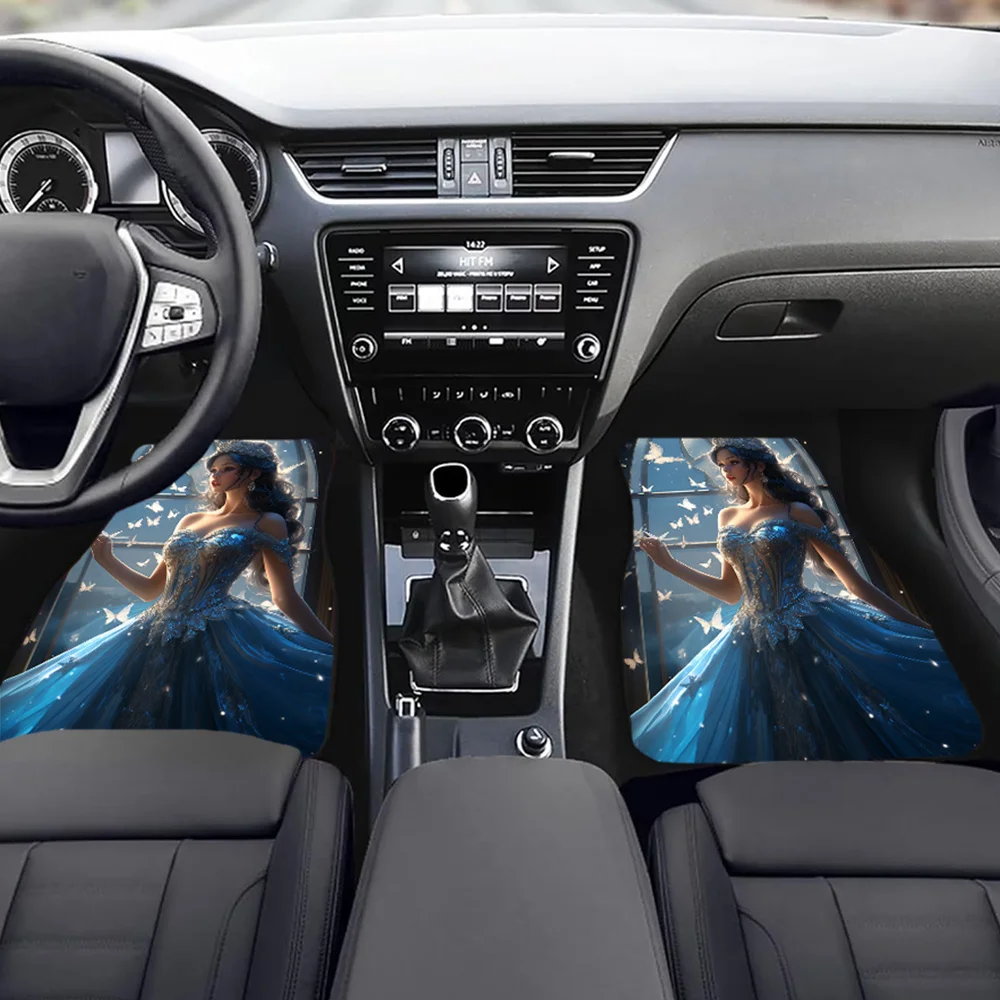 Luxurious Multi-Purpose Car Floor Mats: 1PC/2PCS/4PCS Set - Beautiful Princess Design For Front And Rear Seats - Thick Felt Mach