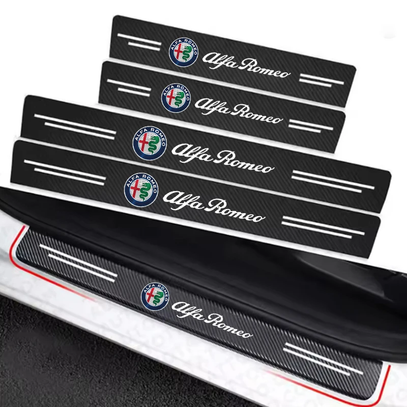 Car Carbon fiber Door Sill Welcome Pedal Stickers For Alfa Romeo STELVIO Giulia 159 Giulietta 147 Mito 156 MTO Car Accessories
