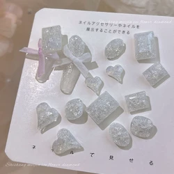 10PCS Pointed Bottom 3D Nail Art Rhinestone Charms Ice Frost Flowers White Jade Stone Accessories Nails Decoration Supplies