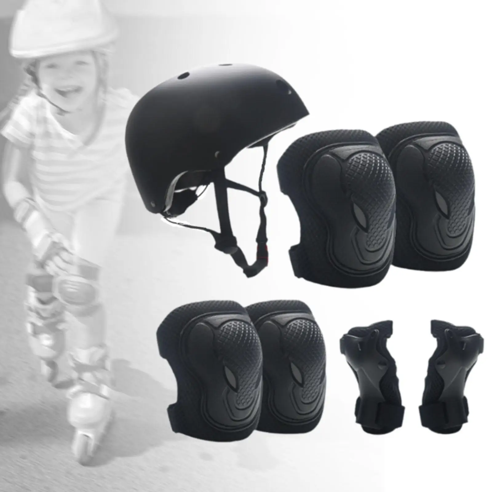 

7 шт./компл. детский велосипедный шлем с наколенниками, налокотниками, противоударный портативный велосипедный шлем для езды на велосипеде, мультиспортивные дети
