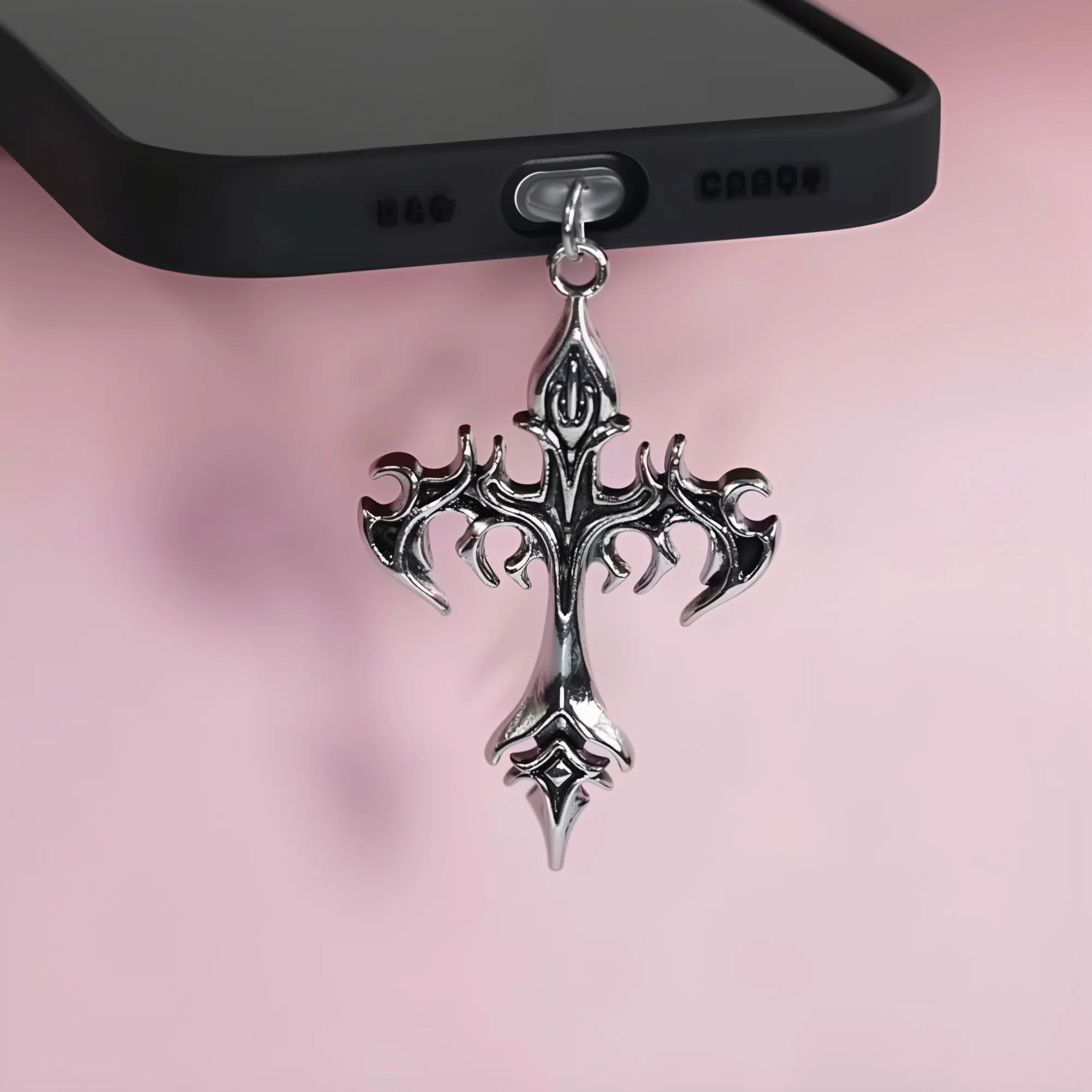 1 قطعة الهاتف المحمول الغبار التوصيل قلادة الحب الصليب و لهب الصليب قلادة هاتف آيفون اكسسوارات الديكور لسامسونج Ty