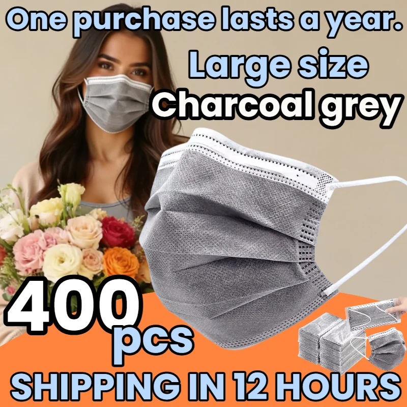 

Быстрая доставка! 400 шт. плотных серых одноразовых масок - 3-слойные, дышащие и удобные, с регулируемыми ушными петлями и надежной фиксацией на носу - доступные по цене для домашнего использования, можно приобрести оптом, идеально подходят для активного 