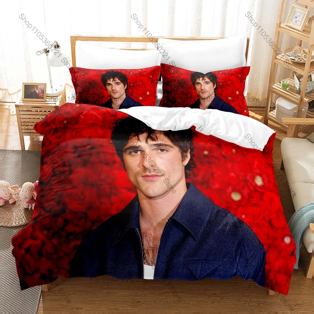 Jacob Elordi Duvet Cover + 2 Pillowcases Celebrity Actor Print Soft Bedding Set Bedroom Decor for Fans