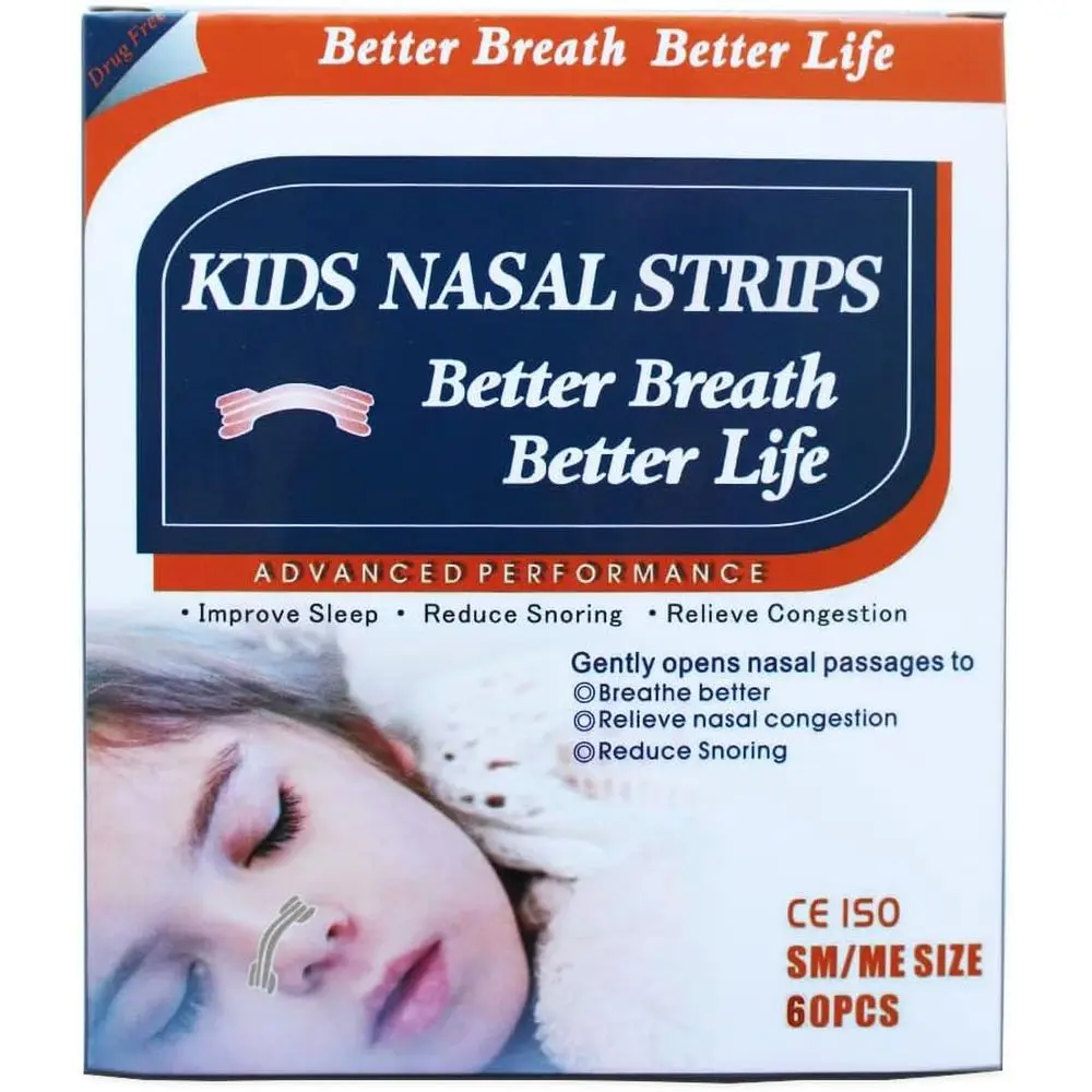 

60-Count Natural Nasal Strips for Kids - Drug-Free Relief from Congestion, Allergies, Colds, Snoring, and Deviated Septum - Suit