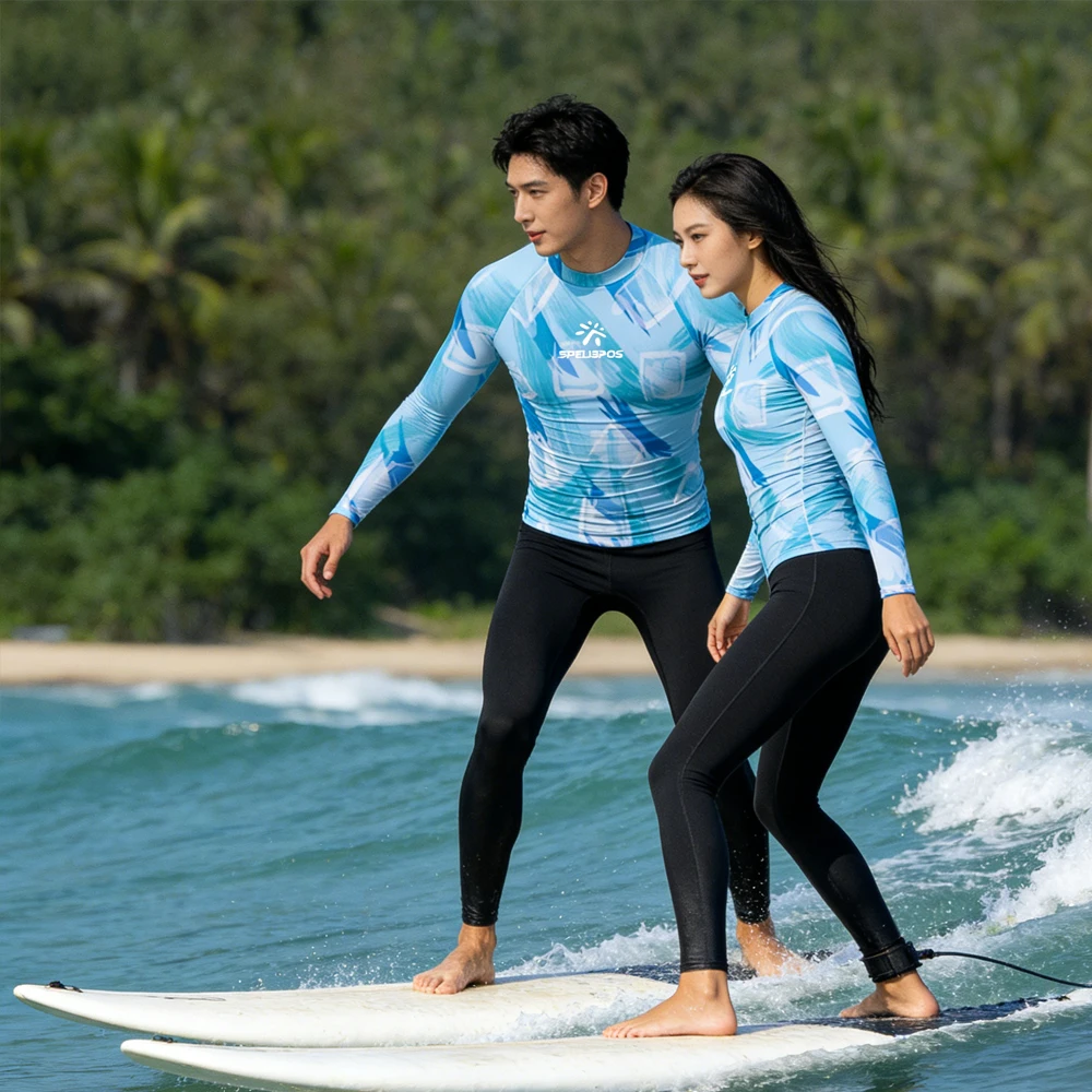 Men's and Women's UPF50+Rash Guard Long Sleeve High Quality Surfing Clothing Swim Surf Beachwear Clothes for Water Sport Touring