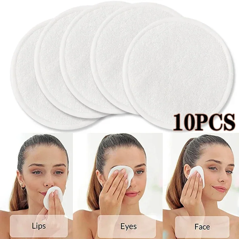 10pcs Reusable Bamboo Cotton Makeup Remover Pads Washable Rounds Cleansing Facial Cotton Make Up Removal Pads Tools 1/5/10pcs