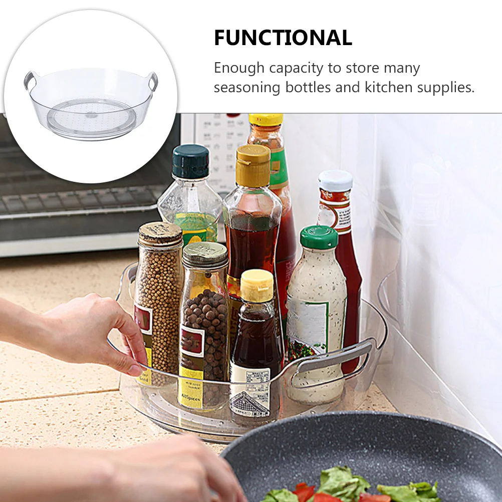 

1pc Rotating Seasoning Rack Premium Plastic 360° Turntable Kitchen Organizer For Spice Bottles Jars Oil Cans Egg Beaters Sundry