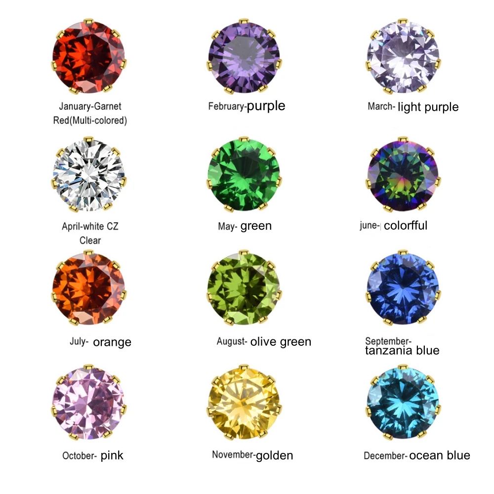 1 Pair Multy Style Brief Stainless Steel Stud Earrings With 3mm Round Color Zircons No Fade Allergy Free Classic Style