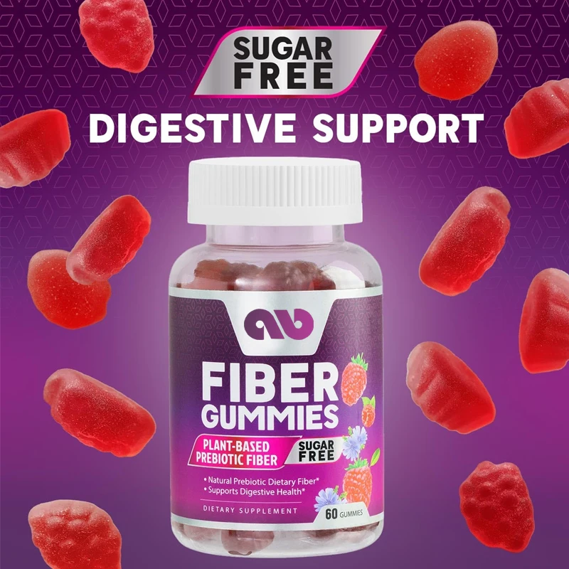 

Adult sugar free fiber gummies - support regularity and digestive health, natural plant-based, non GMO -60 gummies